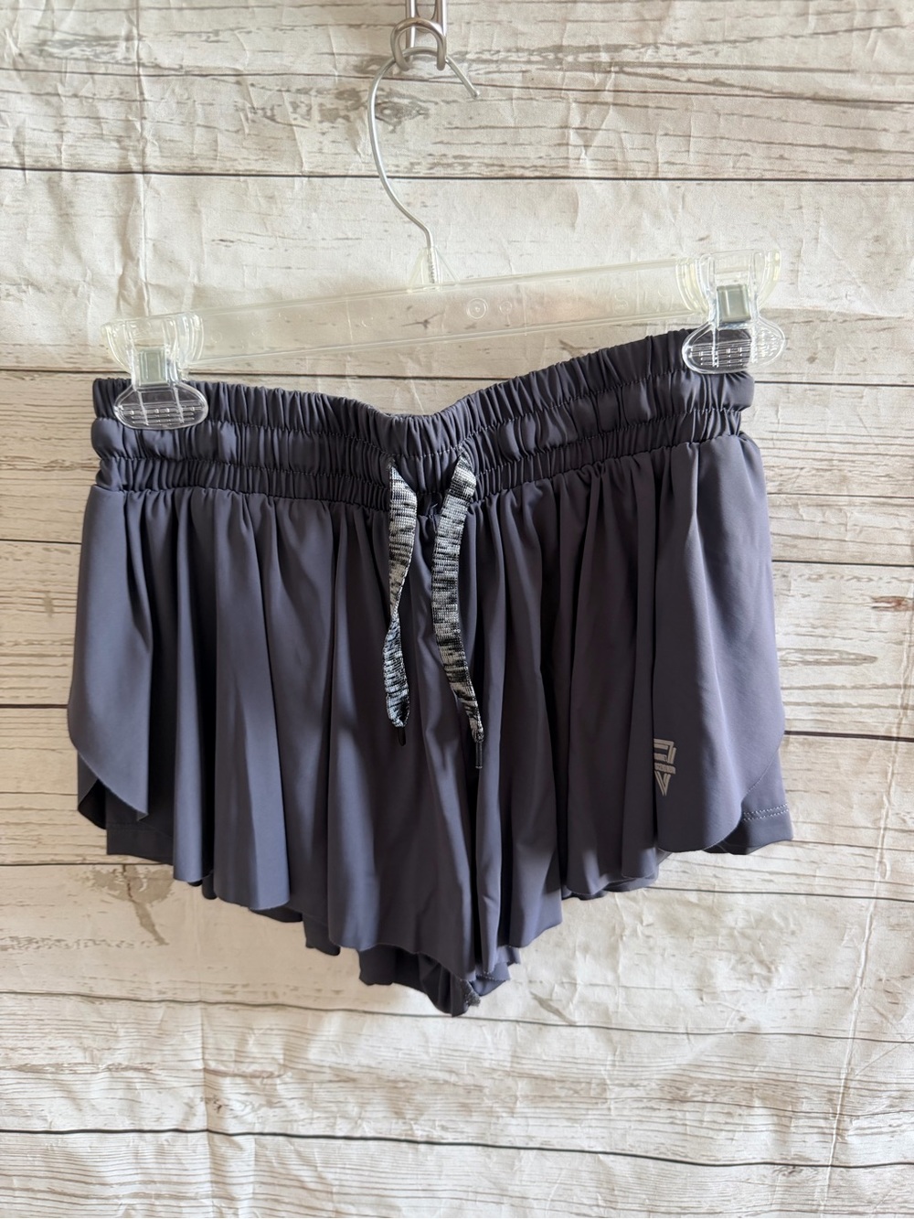 Athletic Gray Women's Layered butterfly Shorts with Drawstring